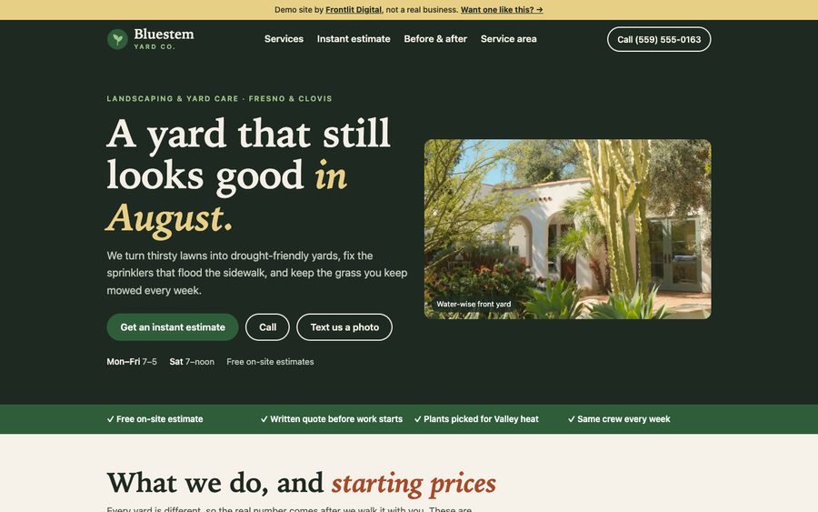 Bluestem Yard Co. demo